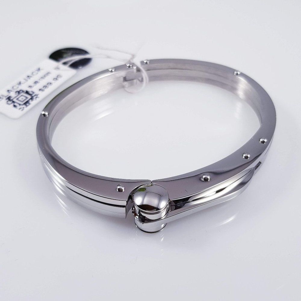 BLACKJACK Polished St Steel Bangle Bracelet NWT
